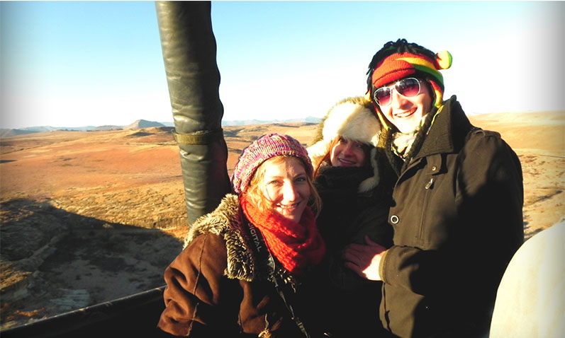 Passengers in-flight over the Clarens highland landscape